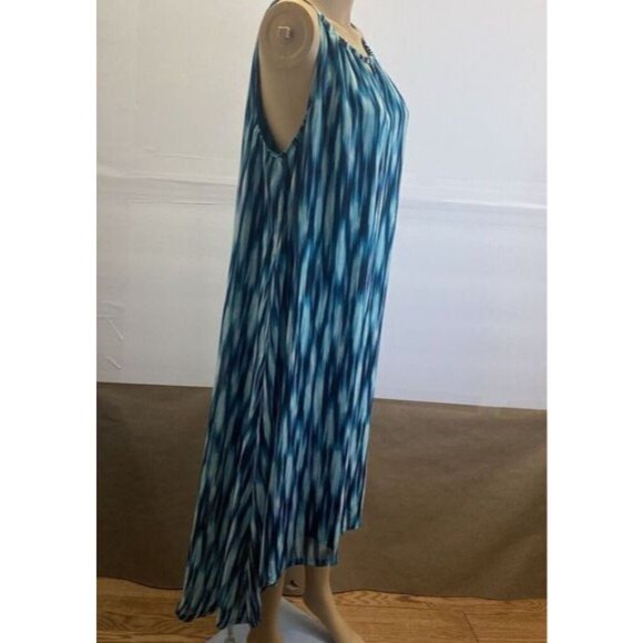 Lane Bryant Women’s Plus size 14/16 Green Stripe Beach Flowy Lined Dress Used - Picture 5 of 10